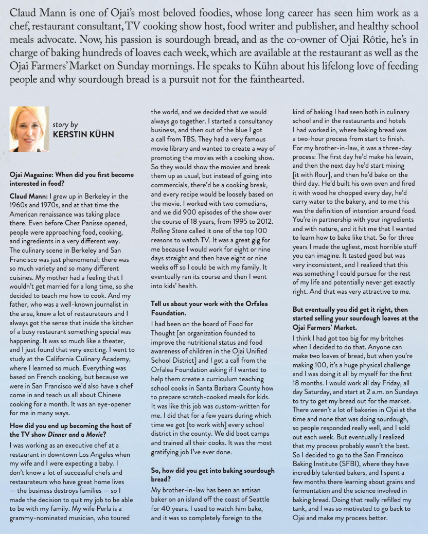 Bread Mann article page 1 — Ojai Magazine